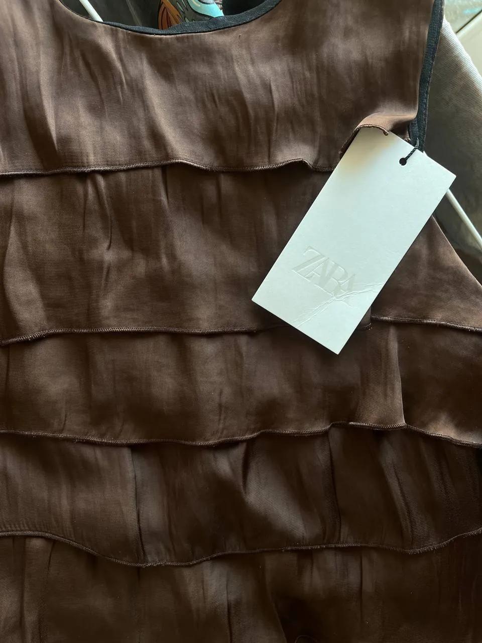 Сатиновый топ Zara коричневый XS