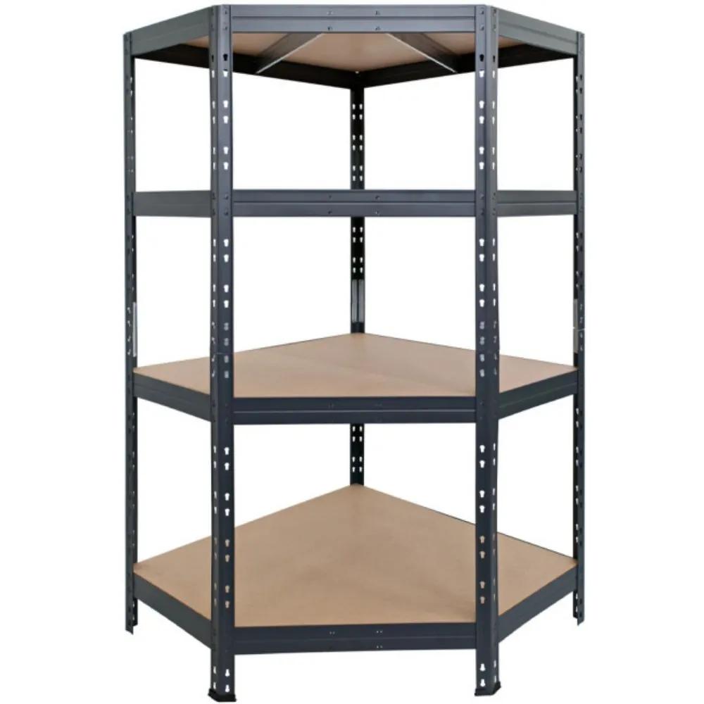 Угловой металлический стеллаж 180x90x90x45 4 уровня