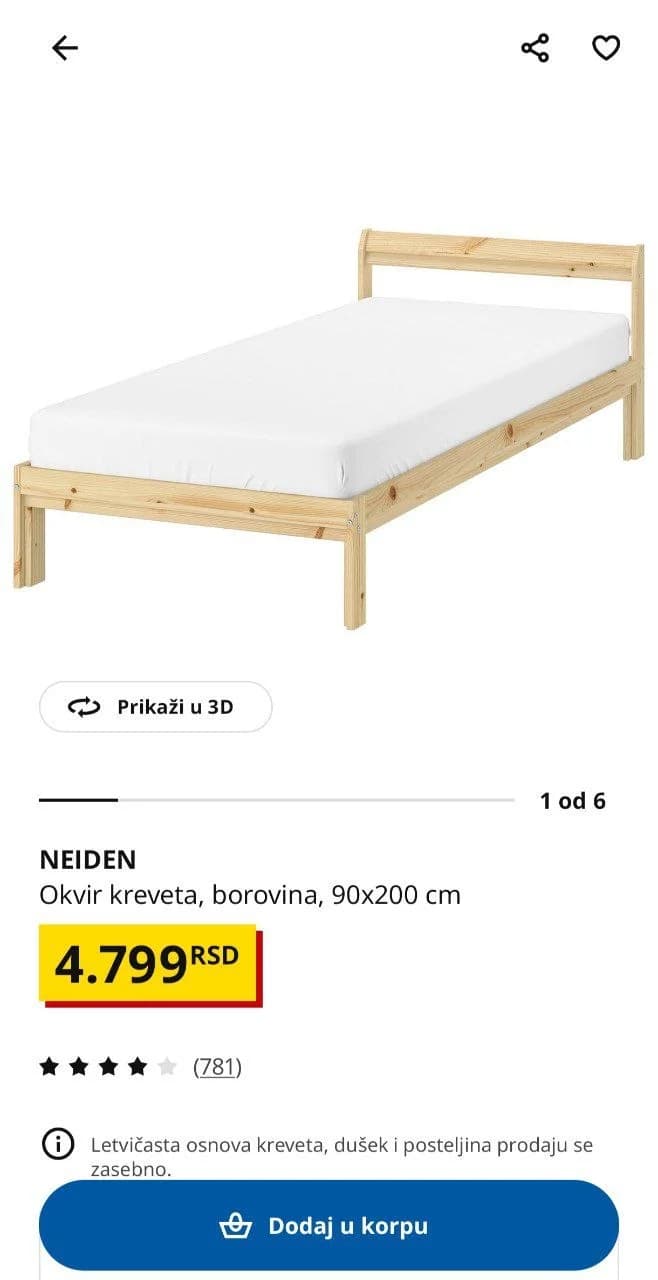 продаю однушку-кровать ikea neiden 90x200