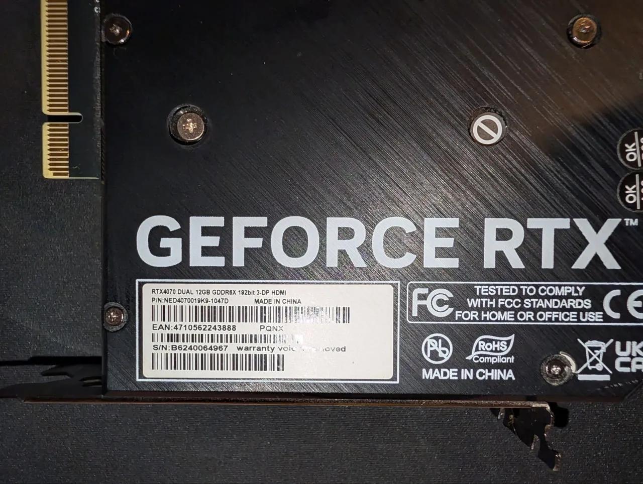 Видеокарта Palit GeForce RTX 4070 Dual
