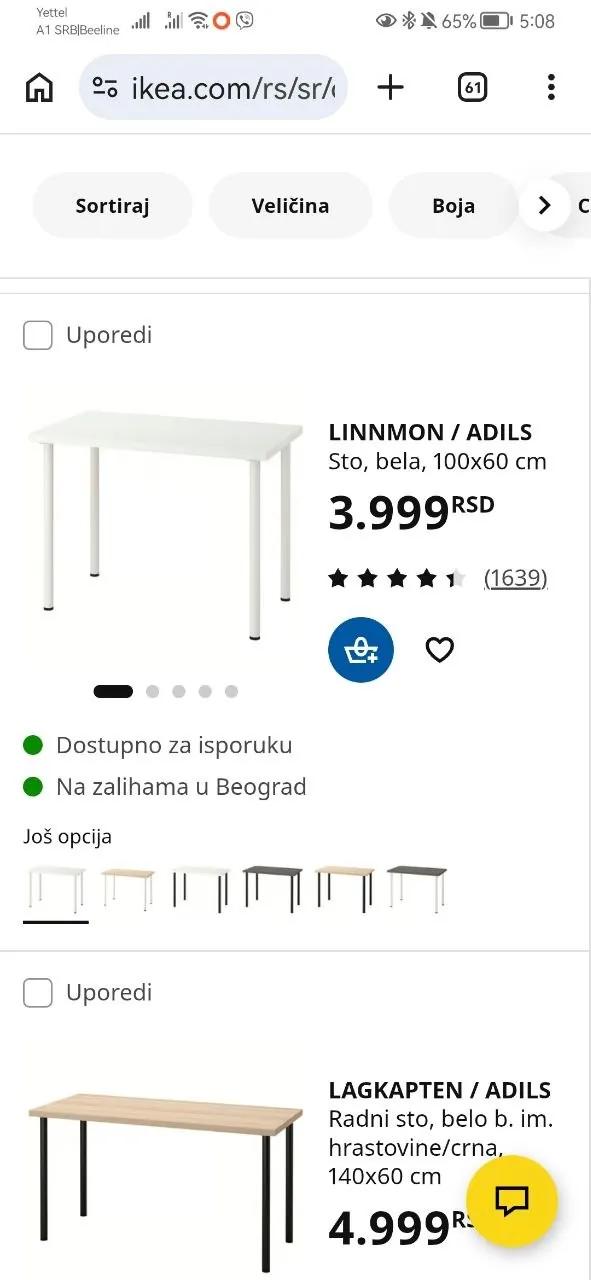 Стол IKEA Linnmon Adils 60x100 Нови-Сад