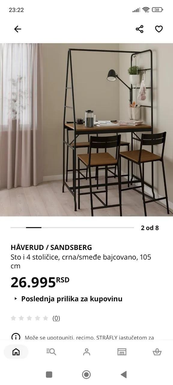 Обеденный стол и 4 стула IKEA HAVERUD / SANDSBERG