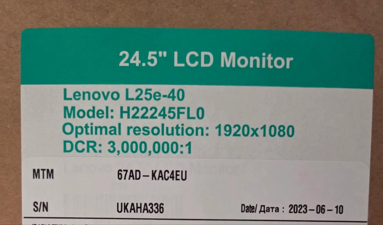 Монитор Lenovo L25e-40 24.5 дюйма