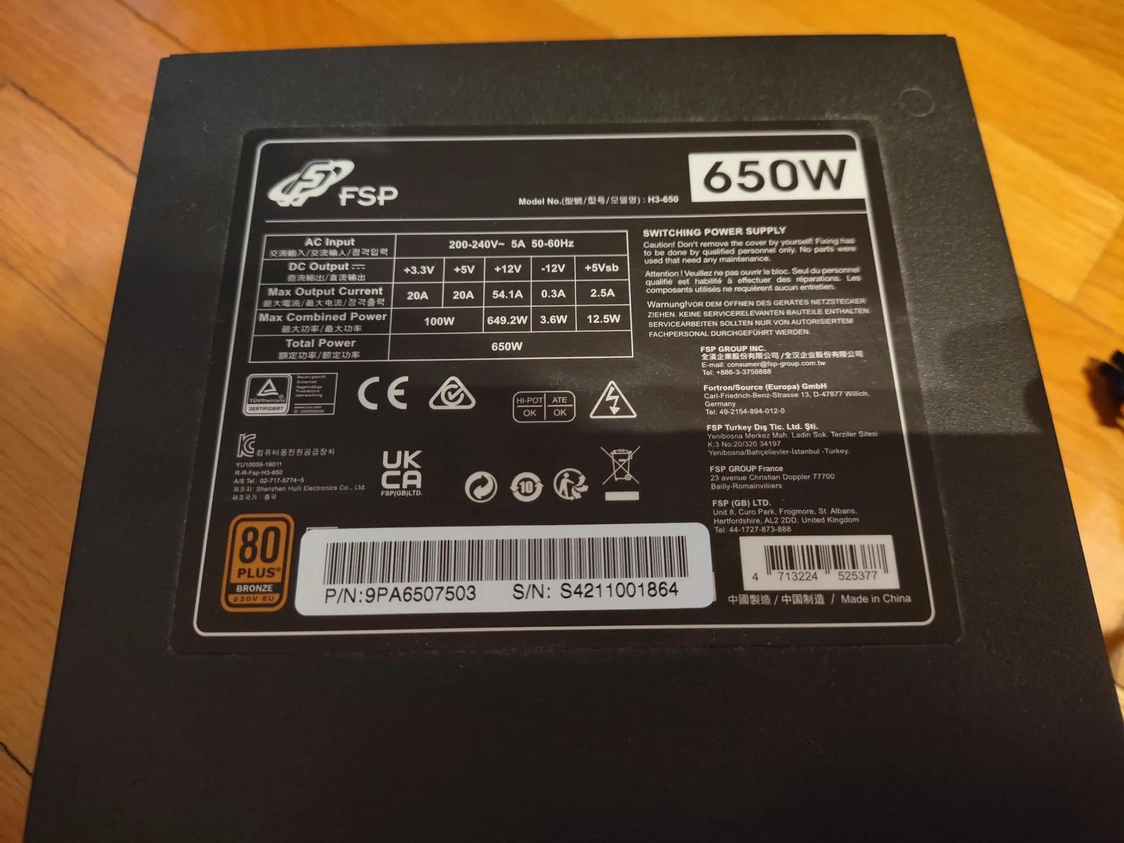 Блок питания FSP HYPER 80+ PRO 650W