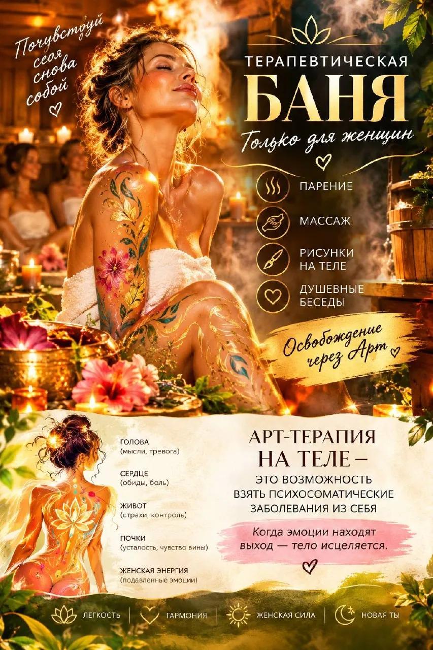 Банный релакс с боди арт терапией для женщин