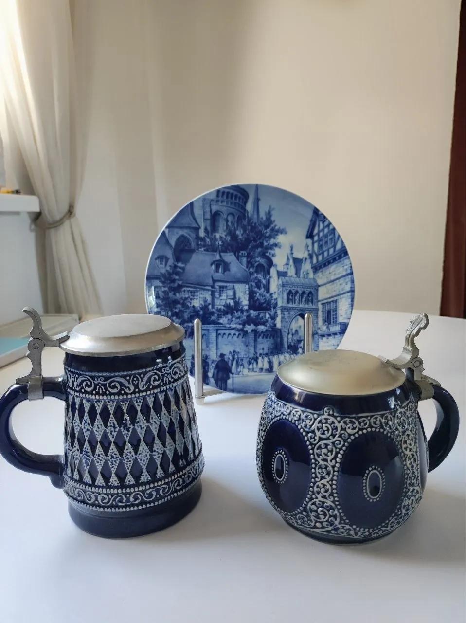 Винтажные немецкие пивные кружки и декоративные тарелки