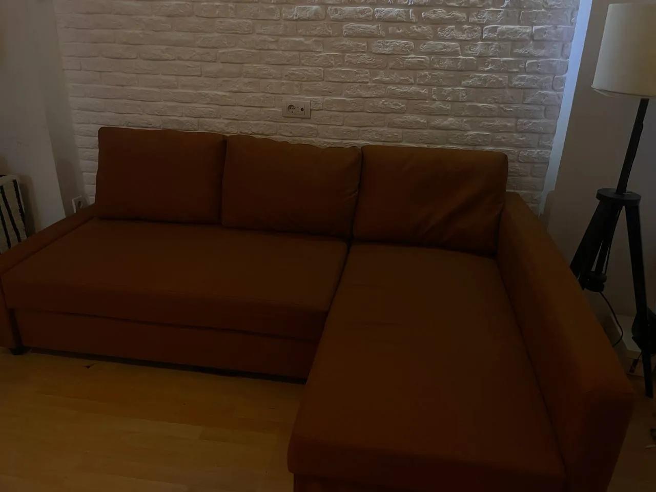 Угловой диван-кровать IKEA FRIHETEN коричнево-оранжевый Белград