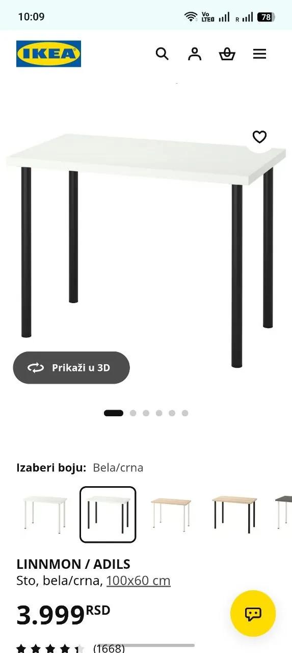 Стол IKEA Linnmon с чёрными ножками, Суботица