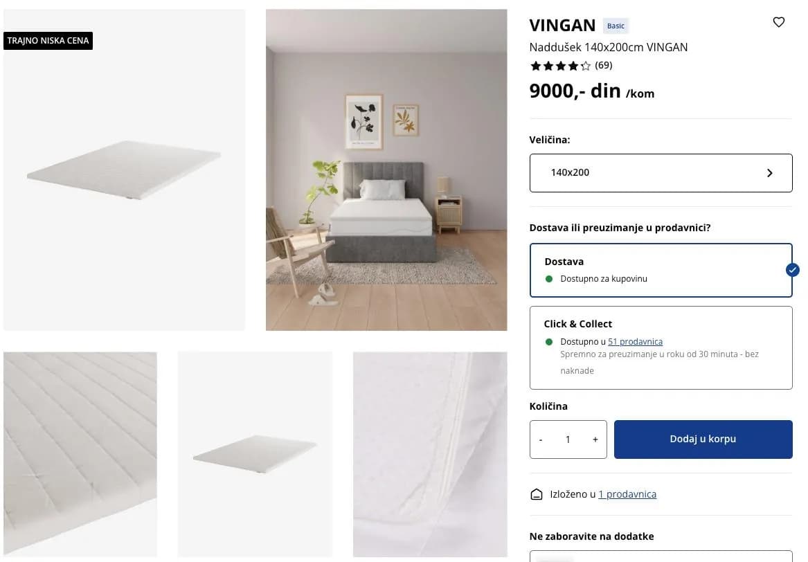 Наматрасник JYSK VINGAN 140x200