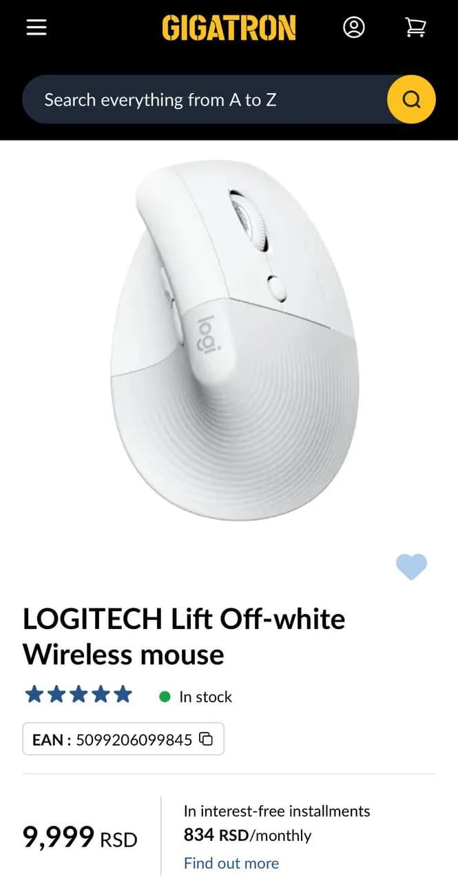 Вертикальная мышь Logitech Lift
