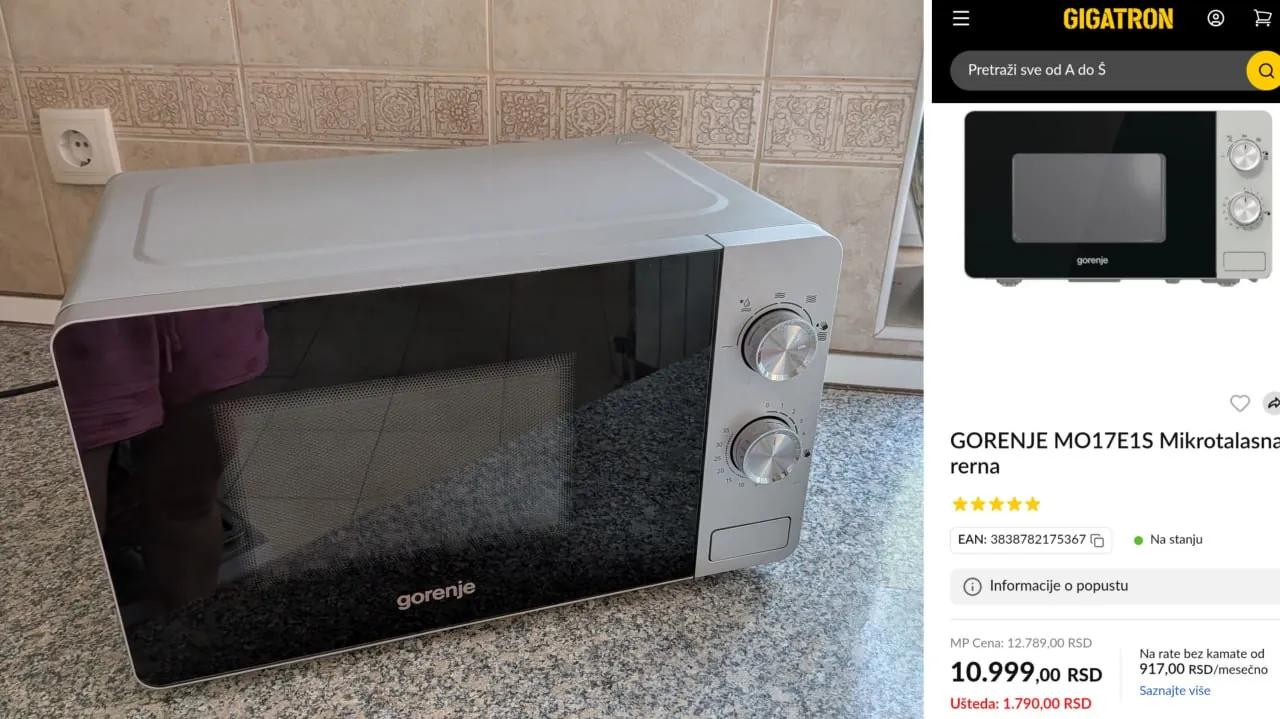 СВЧ Gorenje, стол IKEA и монитор Samsung