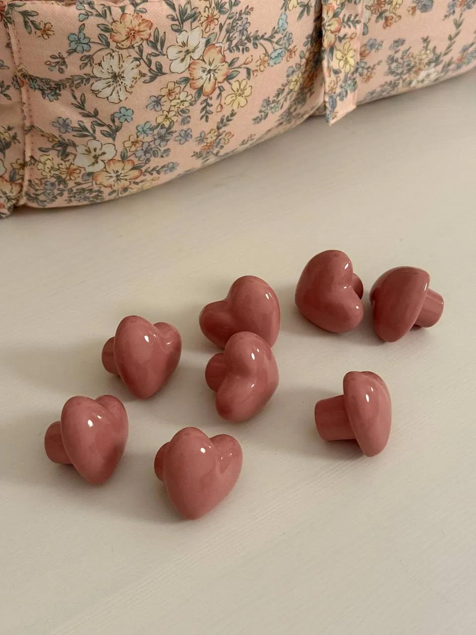 Керамические ручки сердечки 8 штук