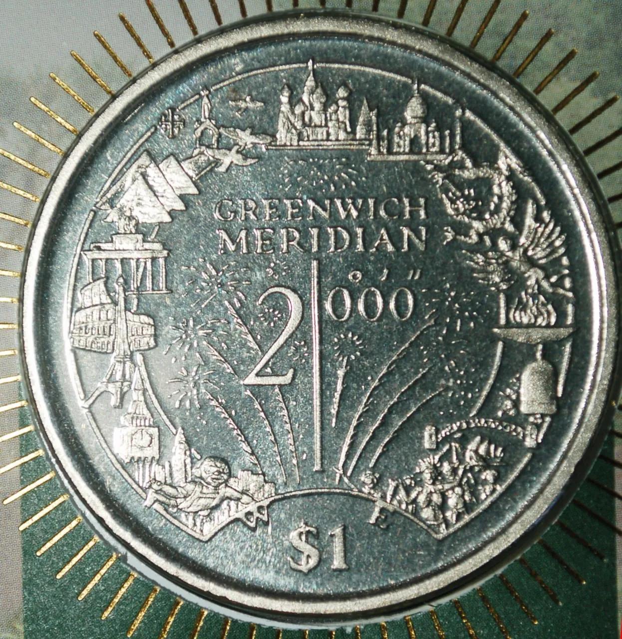Монета Liberia 1 Dollar 2000 с двумя ошибками UNC