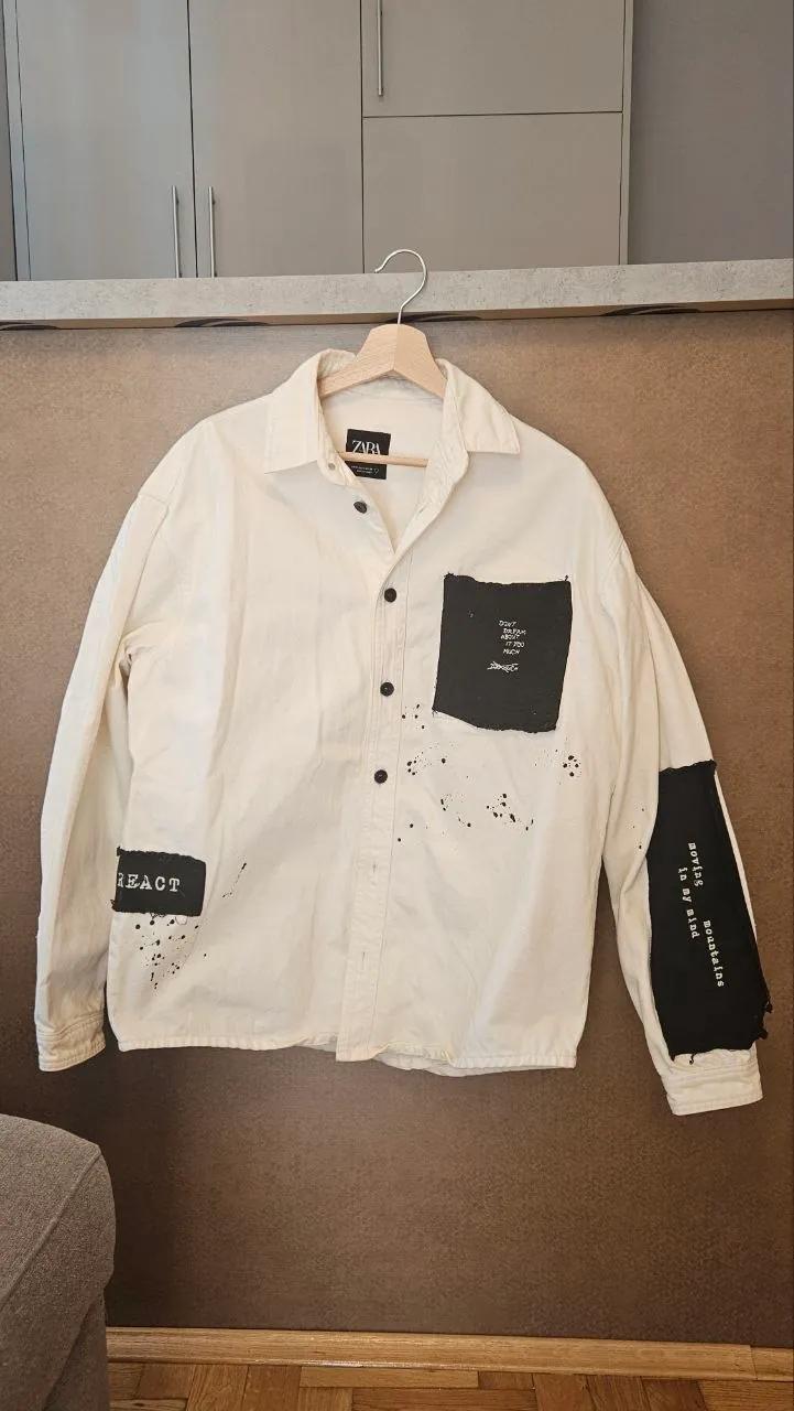 Джинсовая рубашка Zara мужская оверсайз размер S