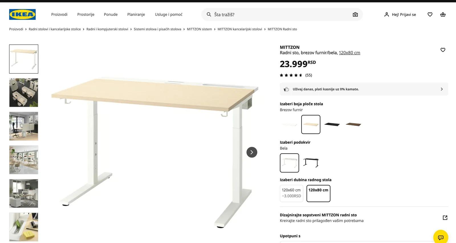 Письменный стол IKEA MITTZON 120x80 в Подбаре