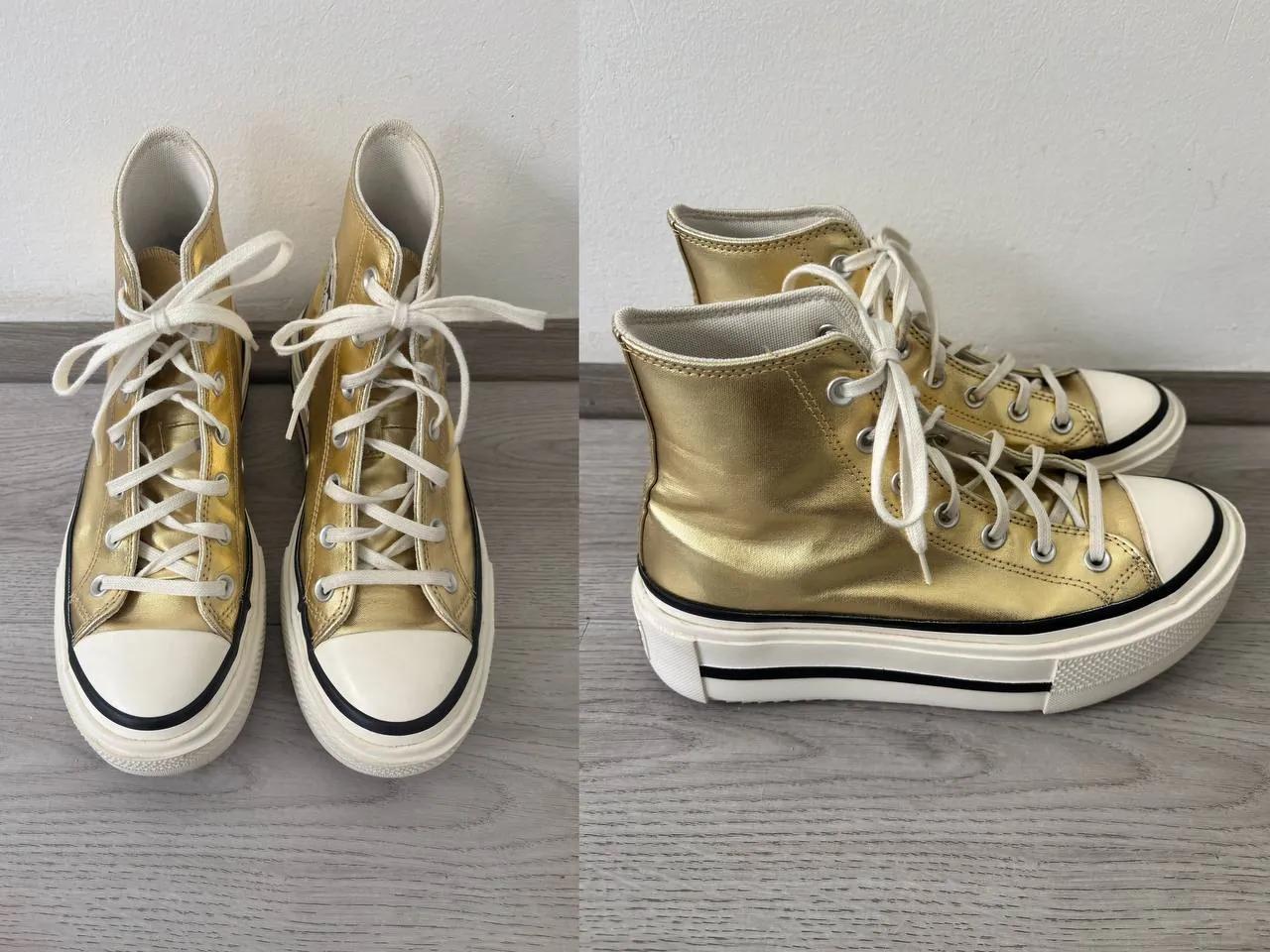 Кеды Converse All Star платформа золотые