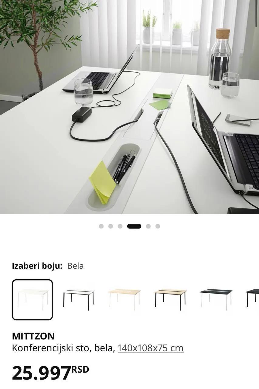 Офисный стол IKEA Mittzon на два рабочих места