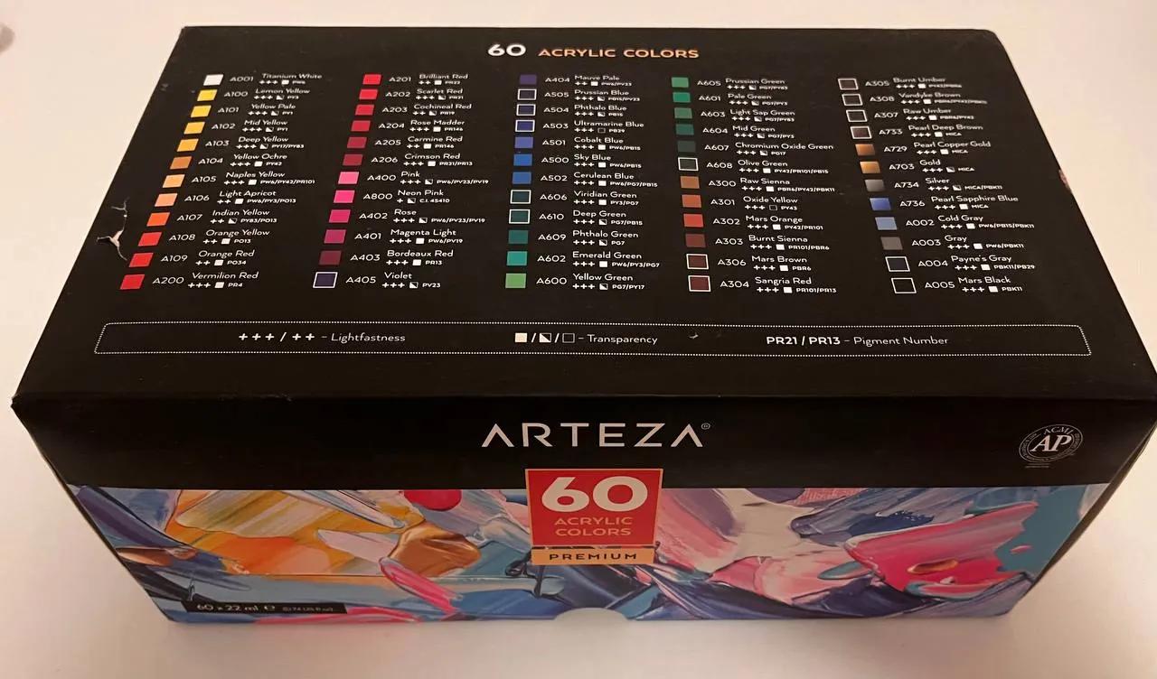 Набор акриловых красок Arteza 60 цветов