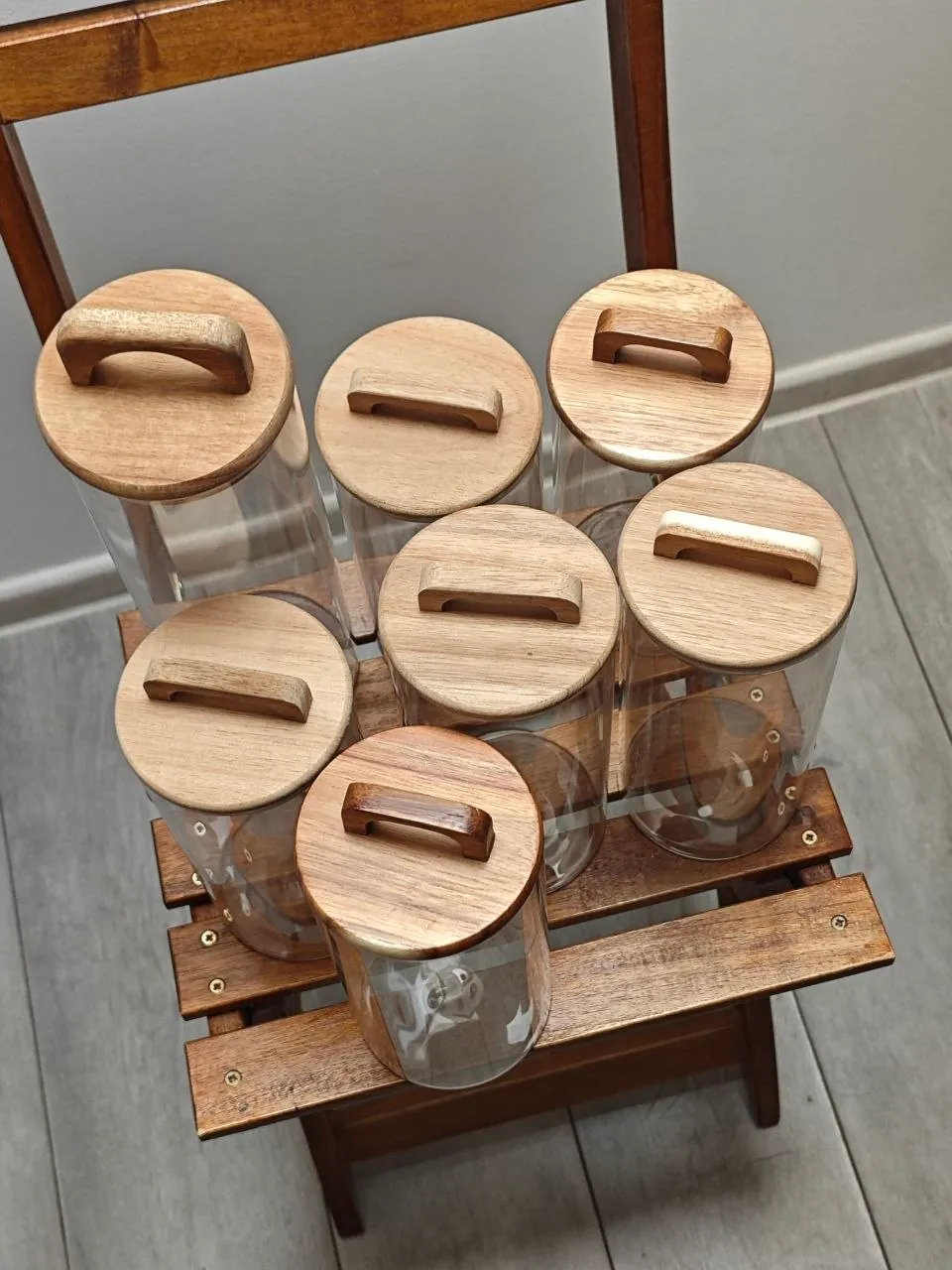 Стеклянные банки Zara Home боросиликат с крышкой акация 7 шт 9
