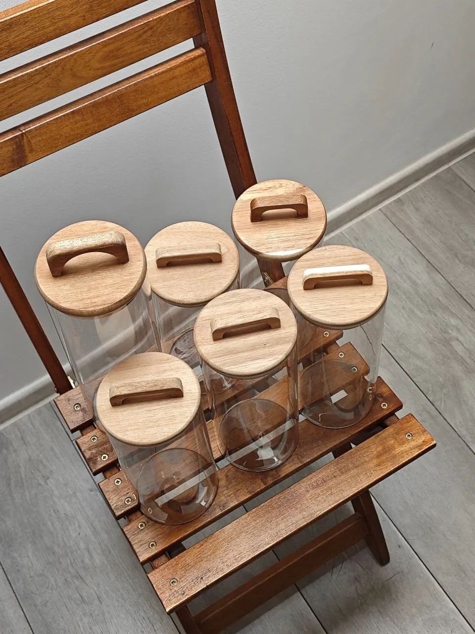 Стеклянные банки Zara Home боросиликат с крышкой акация 7 шт 5