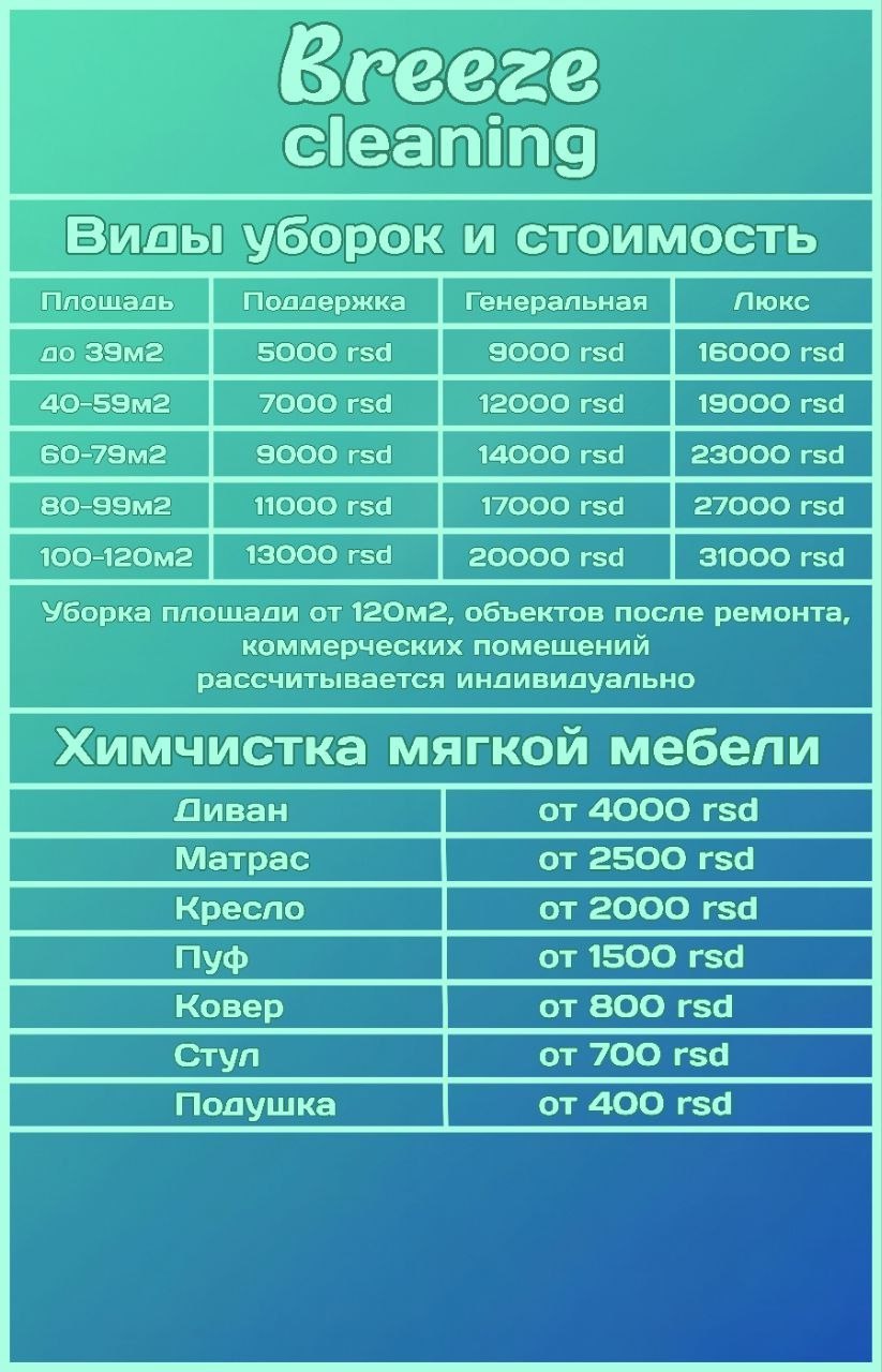 Услуги клининга Breeze Cleaning 2