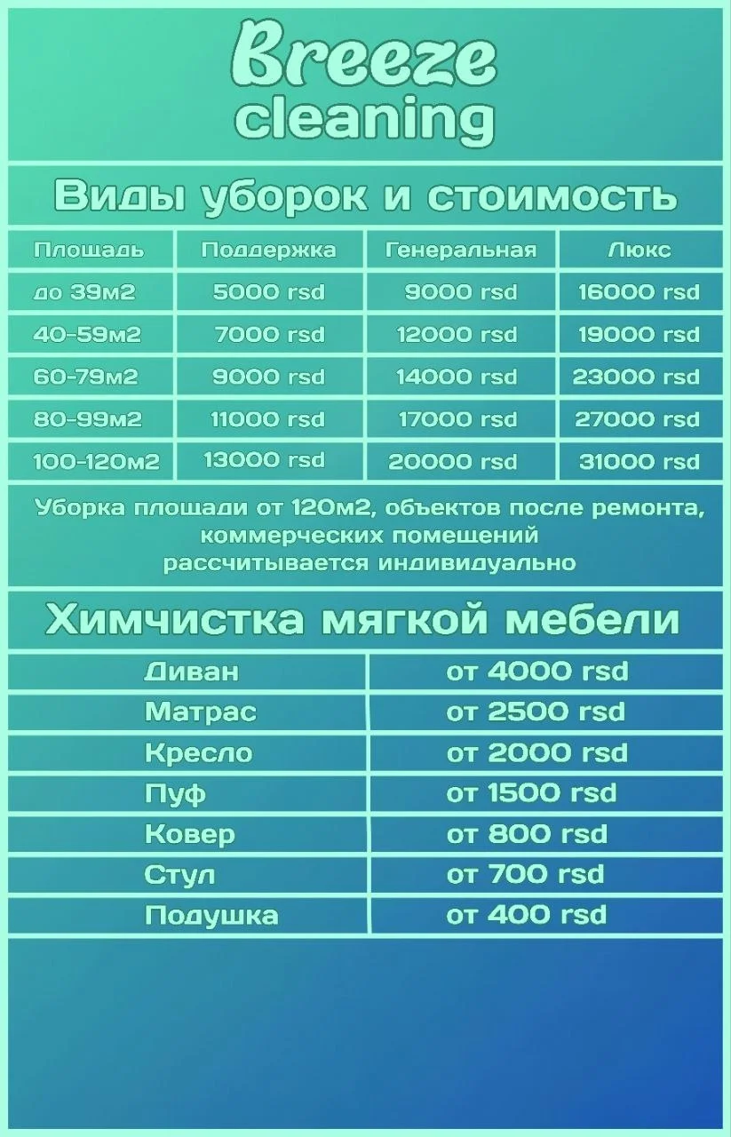 Услуги клининга Breeze Cleaning 2