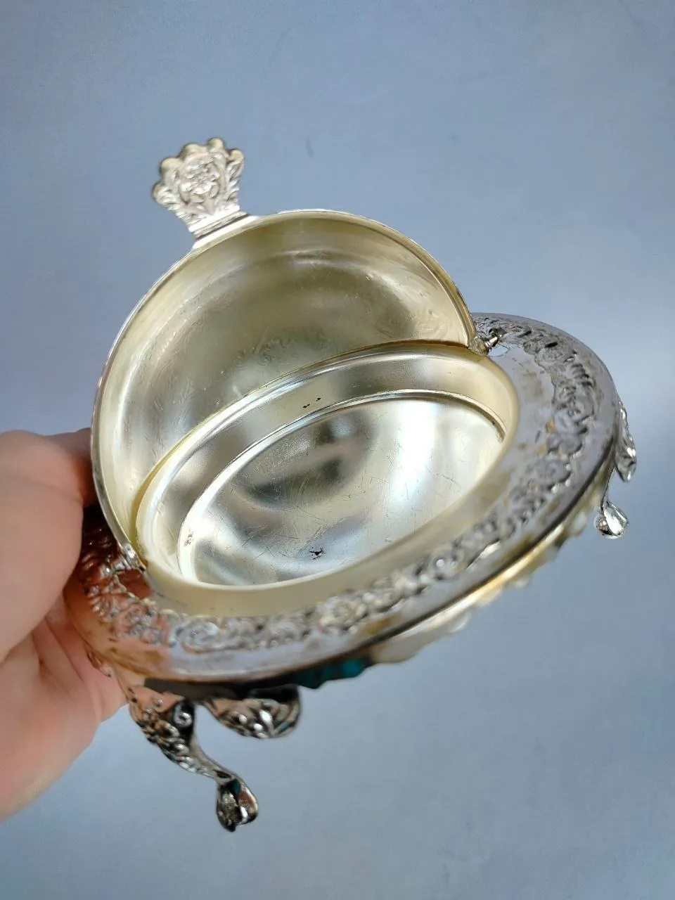 Серебрёная посуда щипцы масленка конфетница 8