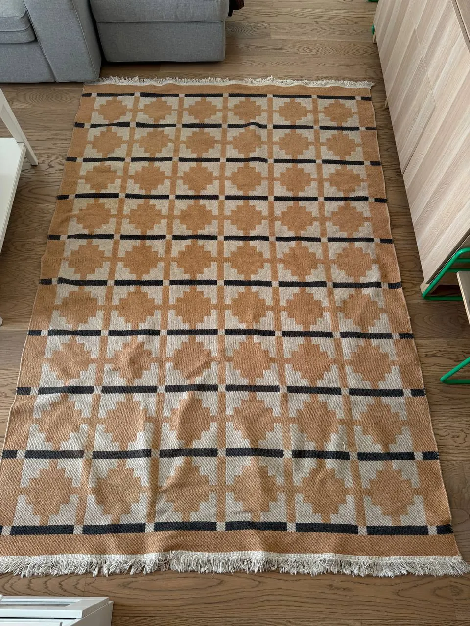 Ковёр IKEA Telegraflinje жёлто-бежевый плоское плетение 5