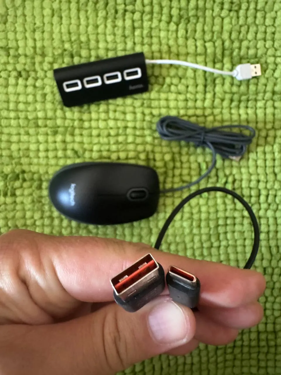 USB-хаб Hama мышь Logitech кабель USB-A USB-C комплект 5