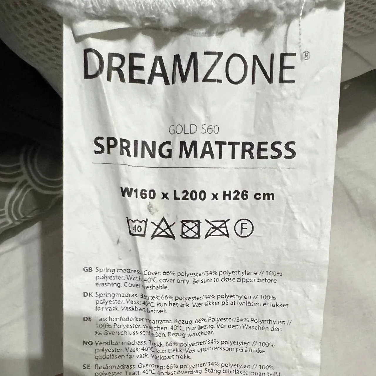 Матрас DREAMZONE GOLD S60 160x200 пена пружины 5
