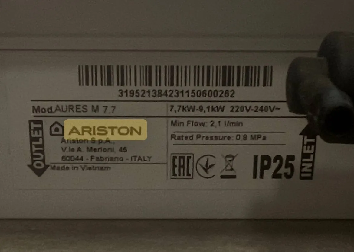 Водонагреватель проточный Ariston Aures 7.7 кВт 3