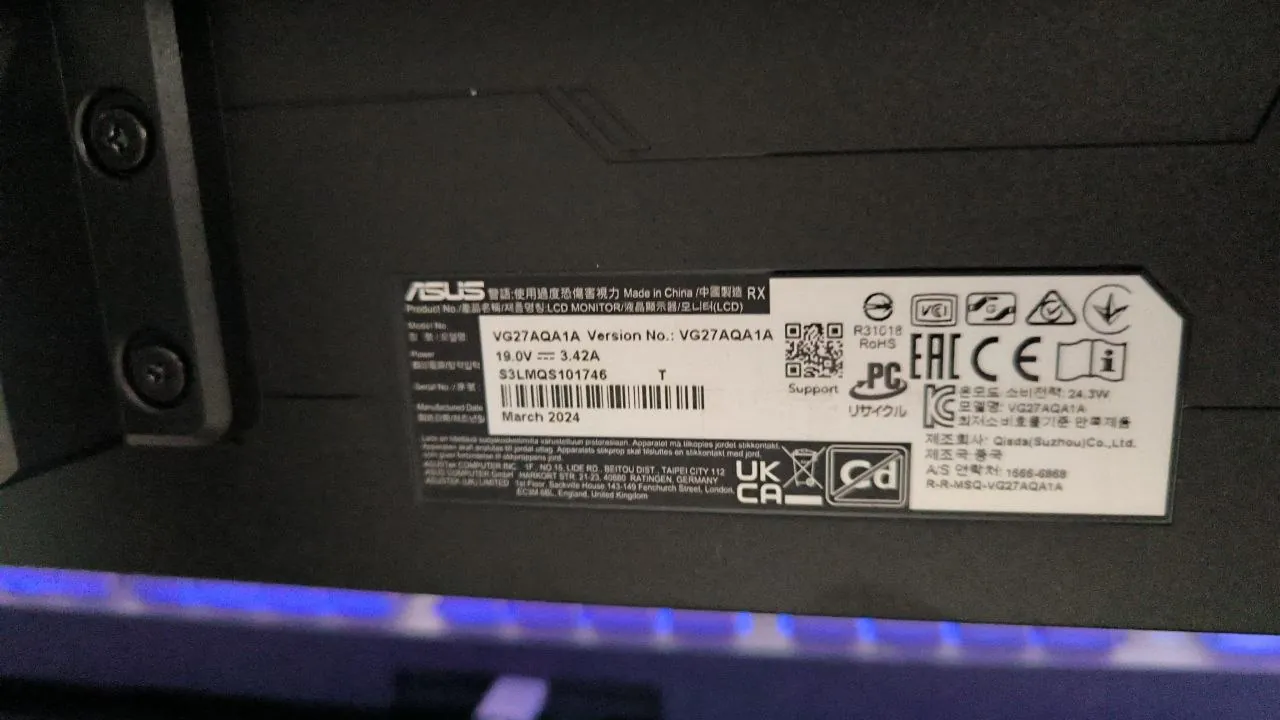 Монитор ASUS TUF Gaming 27 дюймов WQHD VG27AQA1A 2