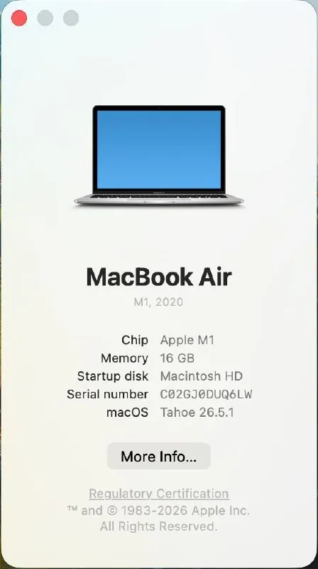 MacBook Air M1 16/256 ГБ АКБ 80% 3