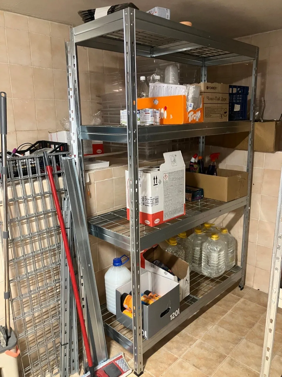Металлический стеллаж 180x120x45 сетчатые полки 4 уровня 1