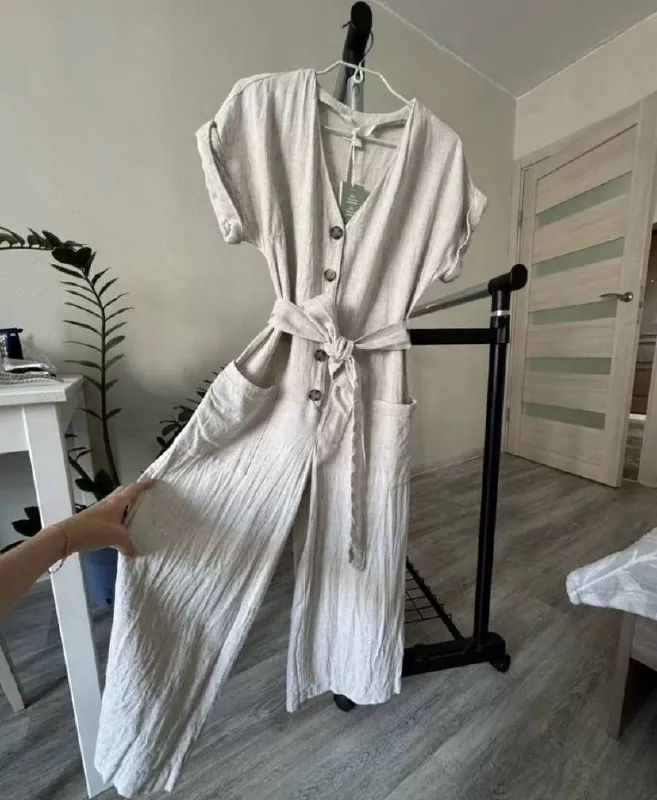 Льняной комбинезон H&M и платье MANGO 2