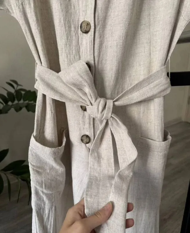 Льняной комбинезон H&M и платье MANGO 3