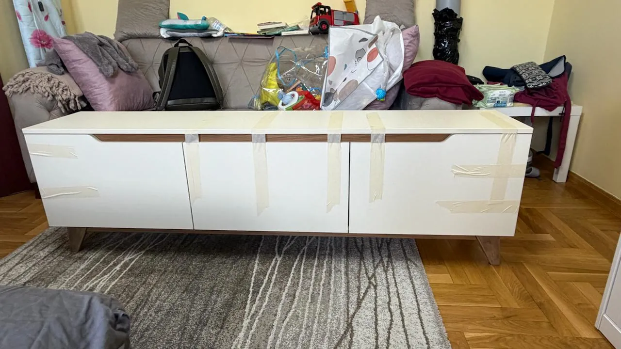 Тумба под ТВ белая матовая 180×34×55 см на заказ 2