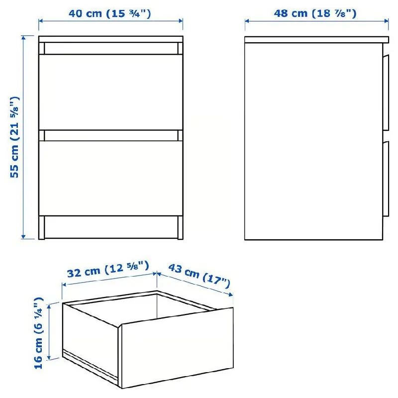 Прикроватные тумбочки IKEA MALM 2 штуки белые 4