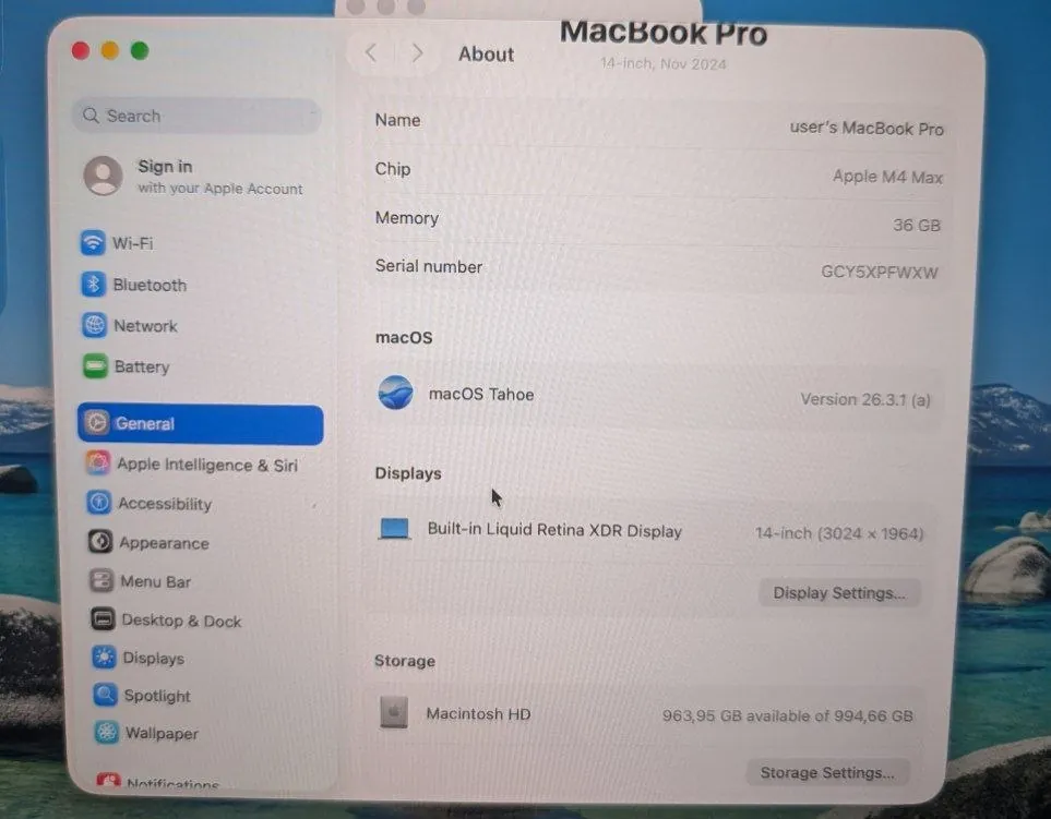 MacBook Pro 14 M4 Max 36GB 1TB 6