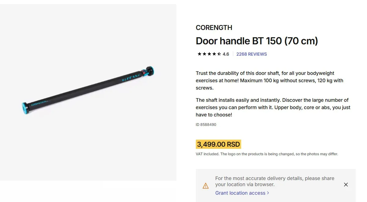 Турник Decathlon дверной проём 65-95 см 1