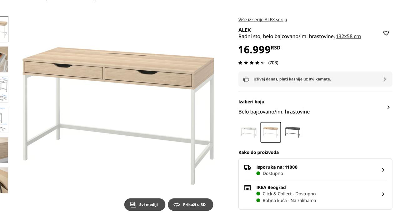 Стол IKEA ALEX 1