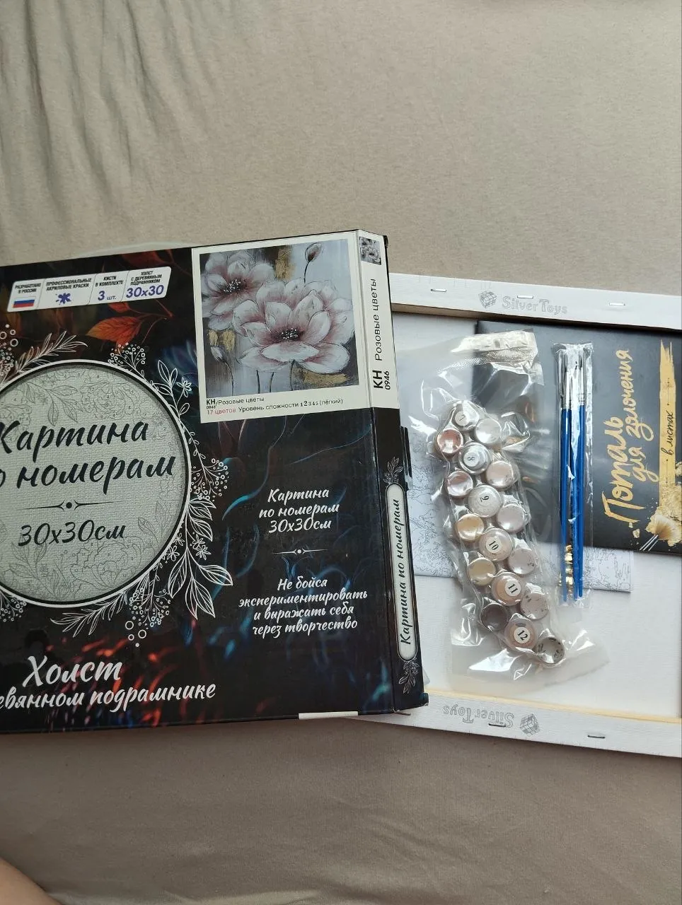 Картина по номерам и акриловые краски 1