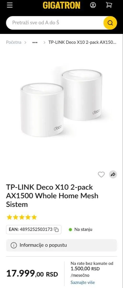 Меш-система TP-Link Deco X10 Wi-Fi 6 два блока 1