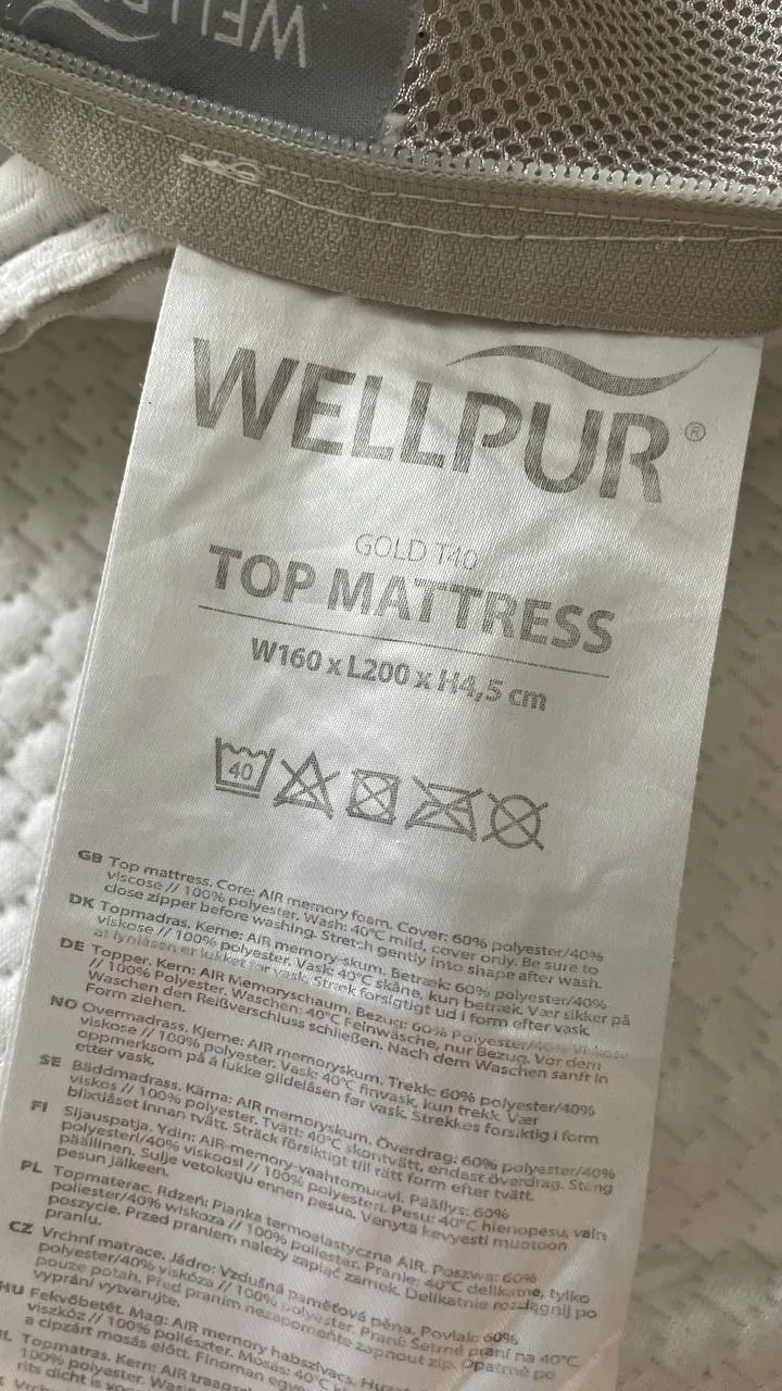Матрас-топпер Wellpur Gold 160x200 5