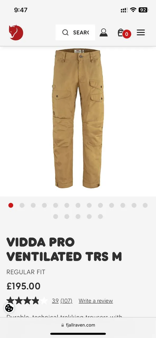 Fjallraven Vidda Pro Ventilated брюки EU 52 мужские 2