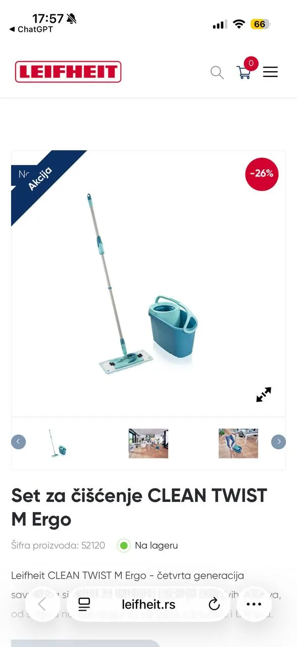 Комплект для уборки Leifheit CLEAN TWIST M Ergo 2