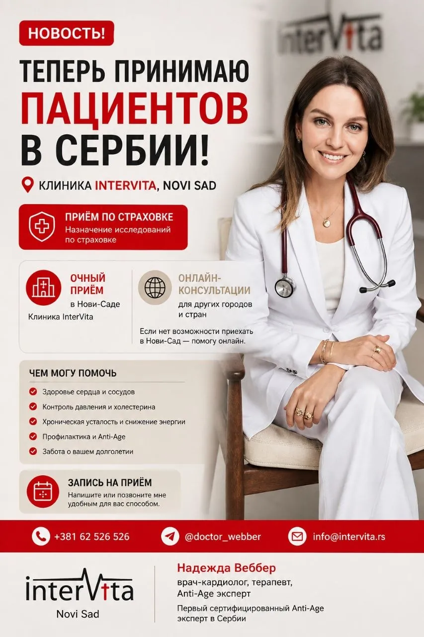 Приём кардиолога терапевта клиника InterVita Нови-Сад 1