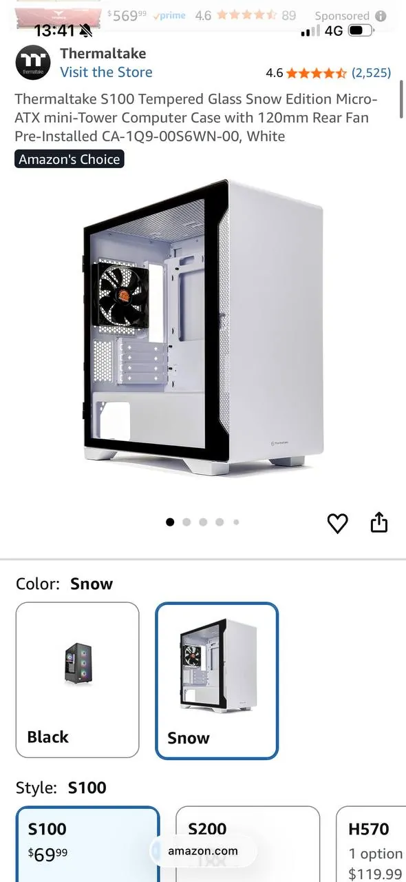 Корпус Thermaltake S100 TG White белый с кулерами 5