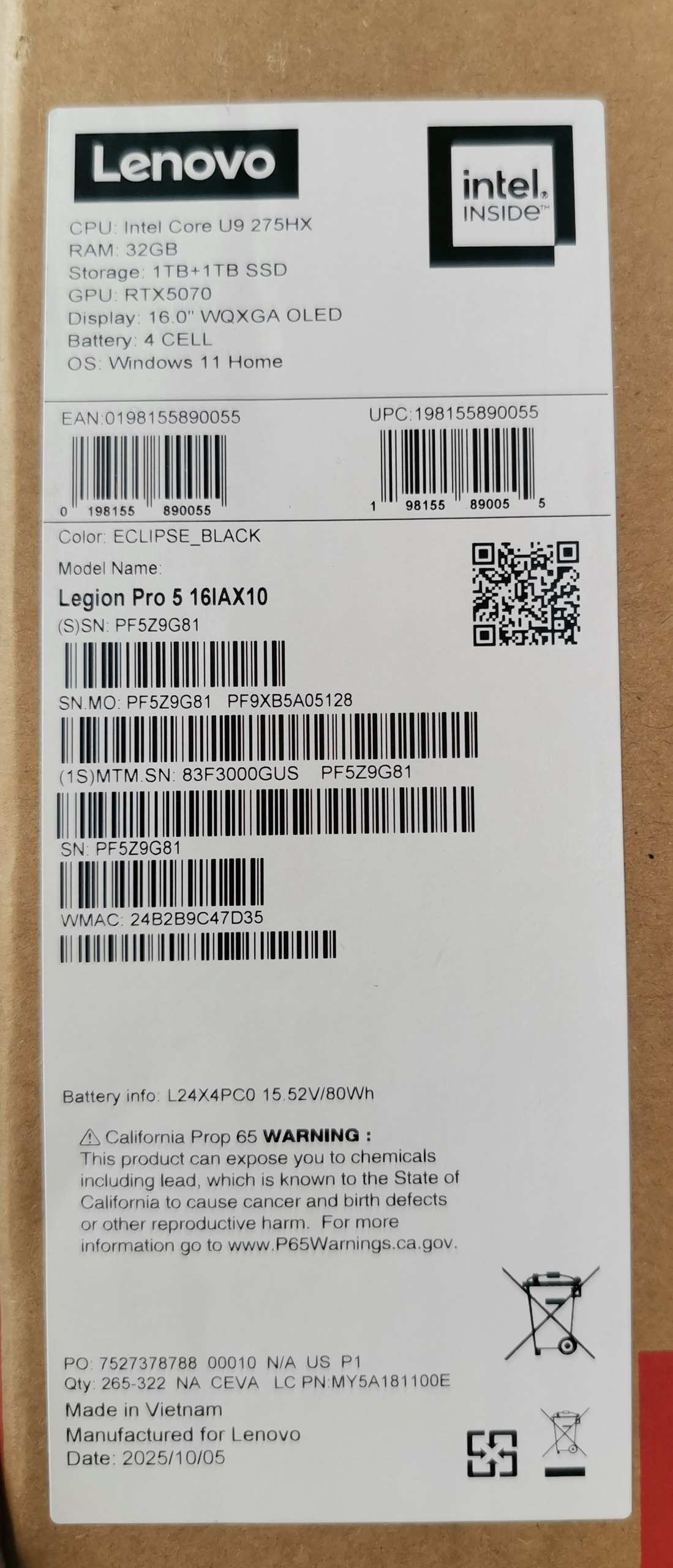 Ноутбук Lenovo Legion Pro 5 16IAX10 2