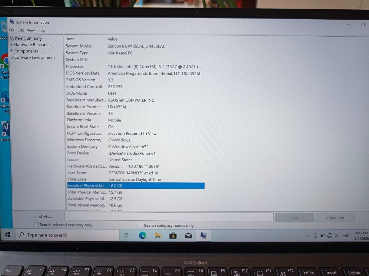 Ультрабук Asus Zenbook UX425 i5 16GB SSD 500 5